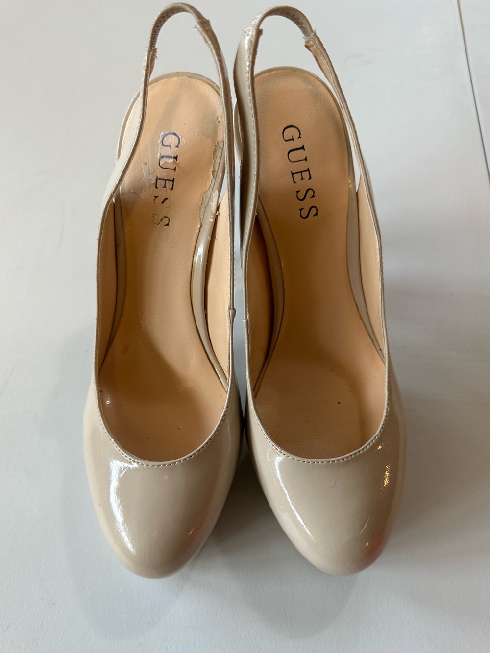 GUESS Patent Slingback Pumps in Nude